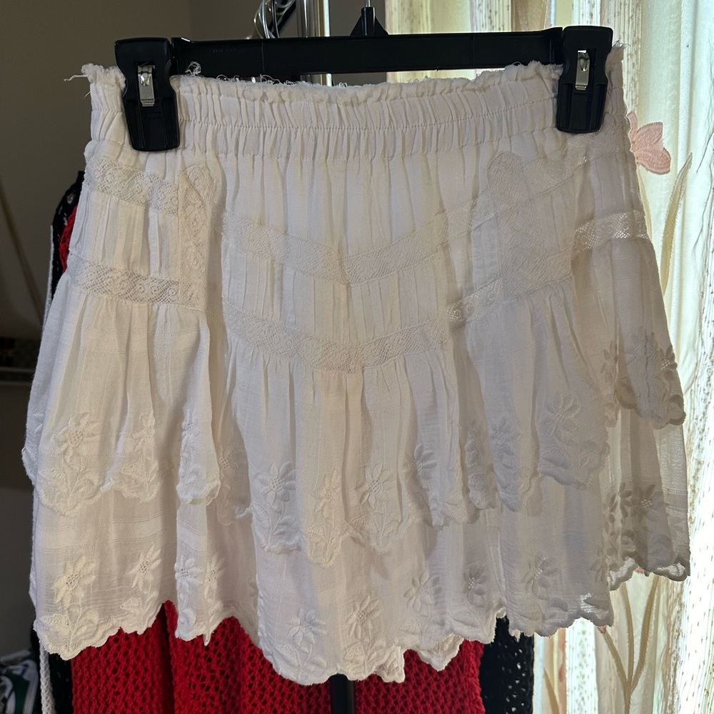 LoveShackFancy white mini skirt XS
